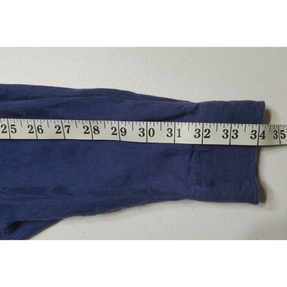 Whipper In Linen Blend Button Up Long Sleeve Shirt Blue Floral Print Men's M - Picture 10 of 15